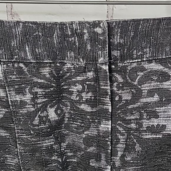 Express Shiny Brocade Grey Denim A-Line Skirt Silver Shimmer Party Textured Mini - Picture 7 of 8